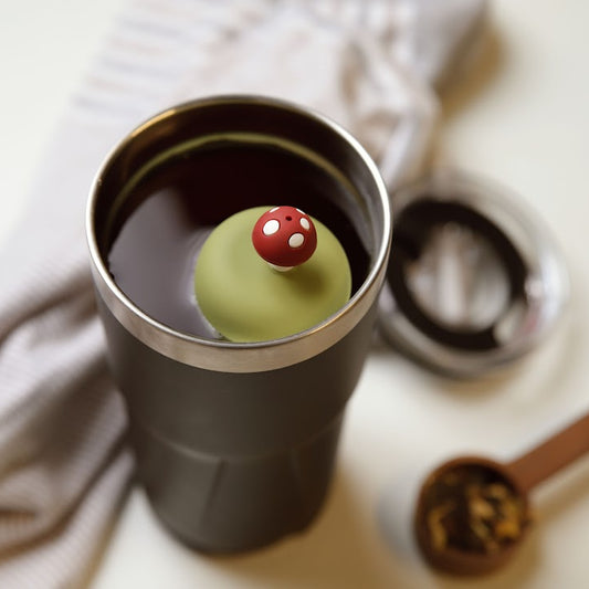 Floating Chestnut Brown Mushroom Tea infuser I Green Base
