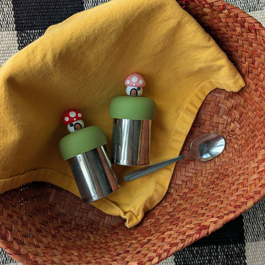 Floating Pink Mushroom Cottage Tea infuser