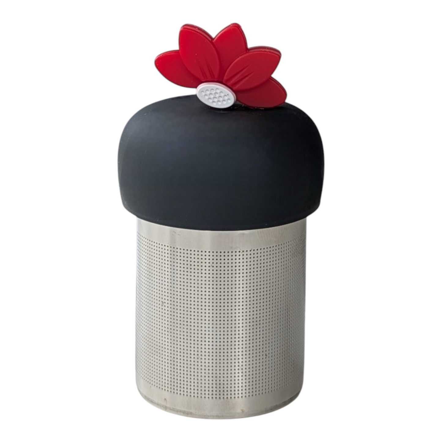 Bright Red Lotus Flower Floating Tea Steeper I Grey Base