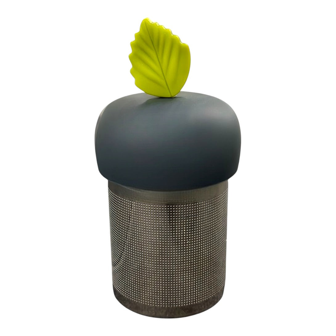 Green Herb Leaf Floating Tea Steeper I Grey Base