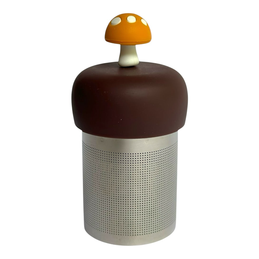 Amber Yellow Mushroom Floating Tea Steeper I Brown Base