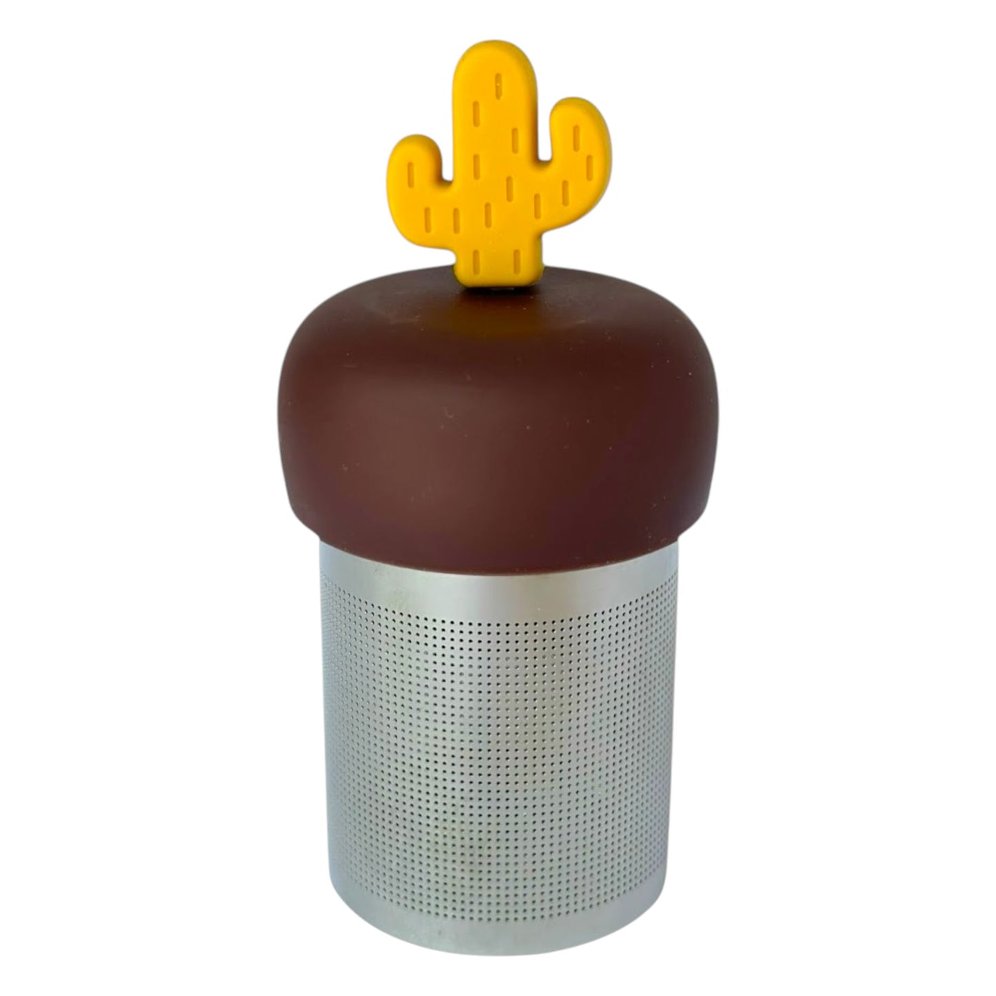 Sunset Yellow Saguaro Cactus Floating Tea Steeper I Brown Base