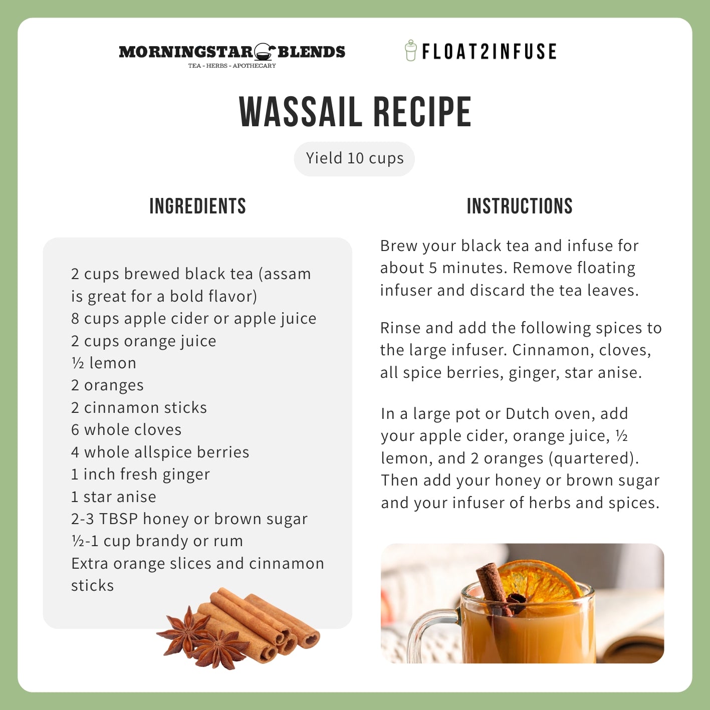 Large Infuser Recipe Card I Wassail I Dutch Oven