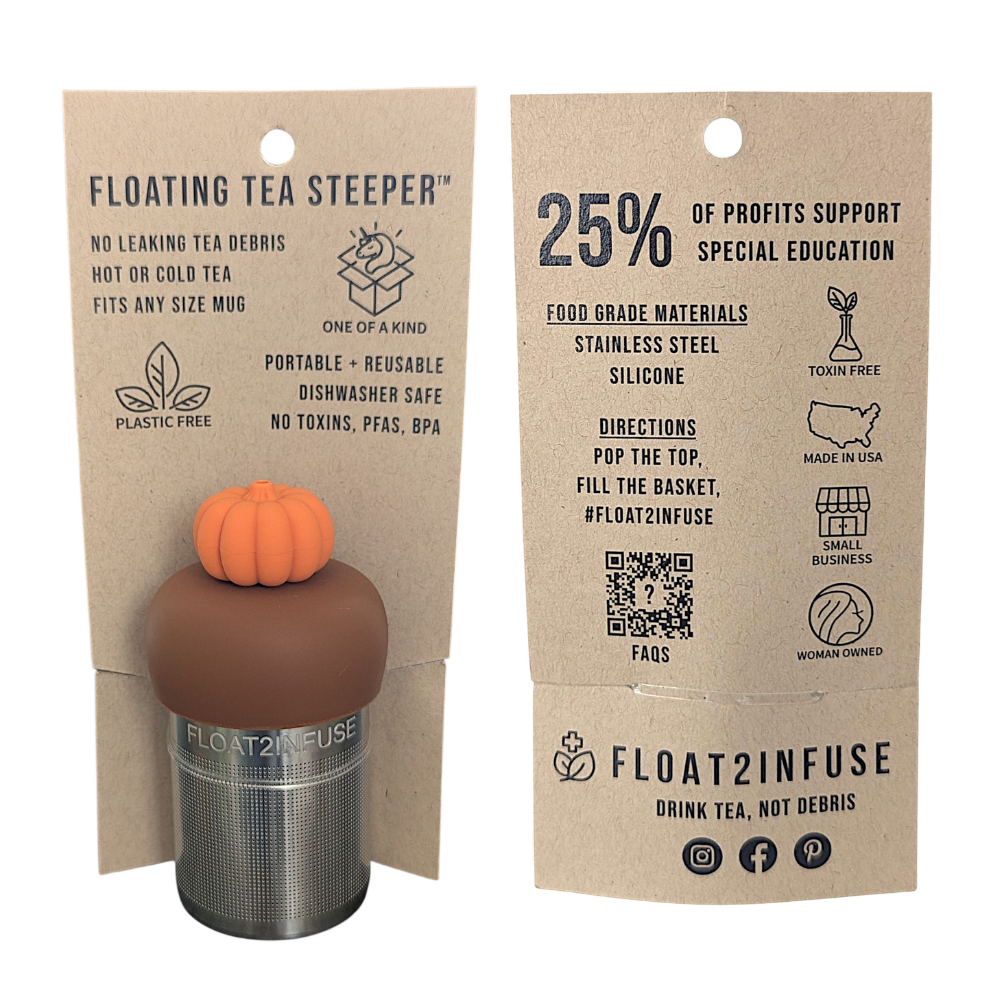 3D pumpkin Floating Tea Steeper™ l light brown