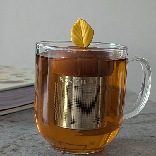 Floating Yellow Fall Leaf Tea infuser l light brown