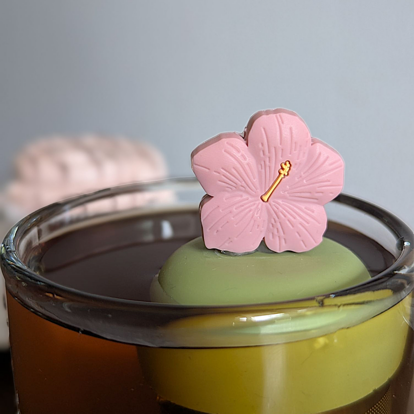 Pink Hibiscus Flower Floating Tea Steeper