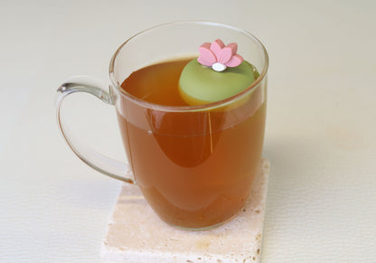 Warm Pink Lotus Flower Floating Tea Steeper I Green Base