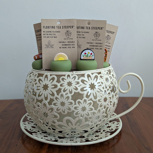 Giant Ivory Floral Teacup Point of Sale Display