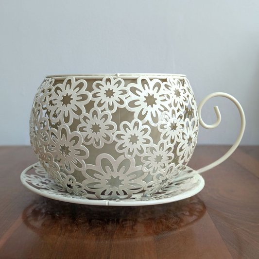 Giant Ivory Floral Teacup Point of Sale Display