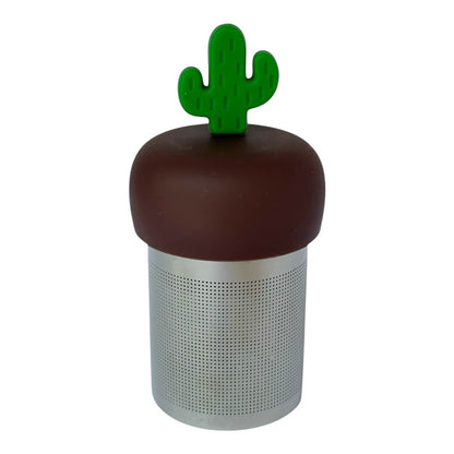 Green Saguaro Cactus Floating Tea Steeper I Brown Base