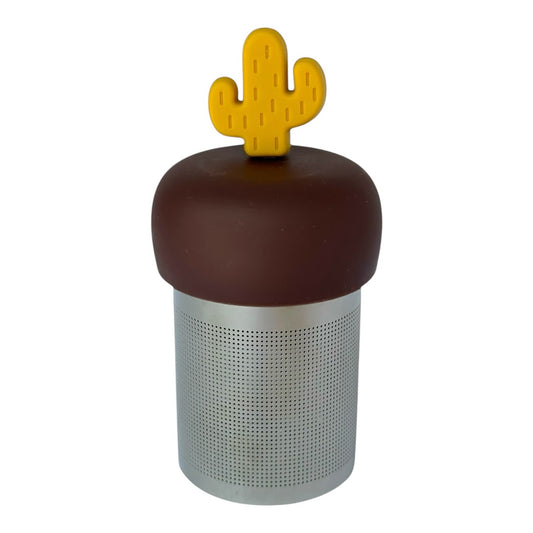 Golden Yellow Saguaro Cactus Floating Tea Steeper I Brown Base