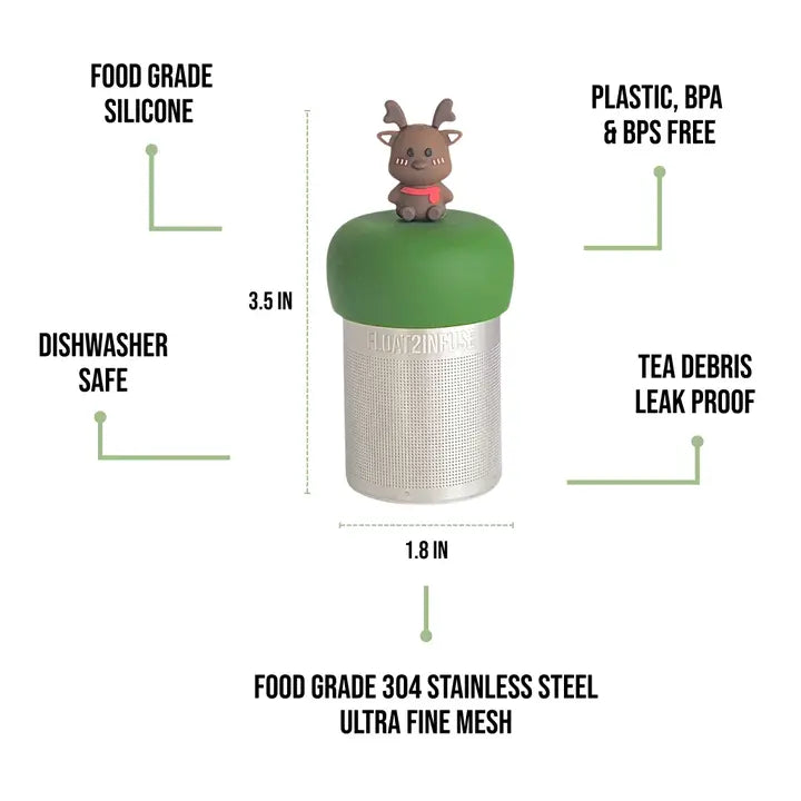 Floating Red Scarf Reindeer Tea Infuser - Cute Animal Tea Infuser for Loose Leaf Tea