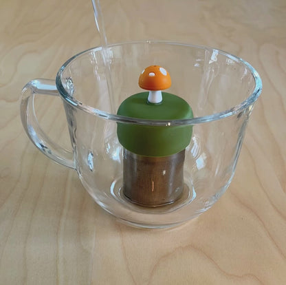 Golden Orange Mushroom Floating Tea Steeper I Green Base