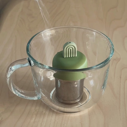 Earth Green Boho Arch Floating Tea Steeper I Green Base