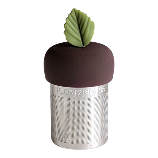 Green Herb Leaf Floating Tea Steeper I Brown Base