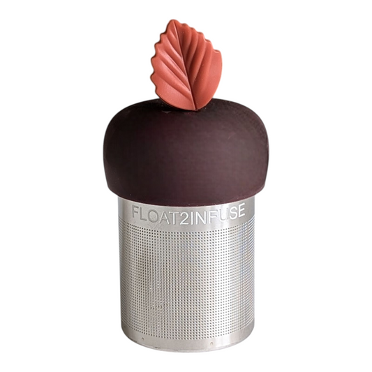 Red Fall Leaf Floating Tea Steeper I Brown Base