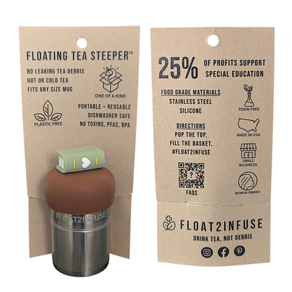 Green Heart Book Floating Tea Steeper™ l light brown