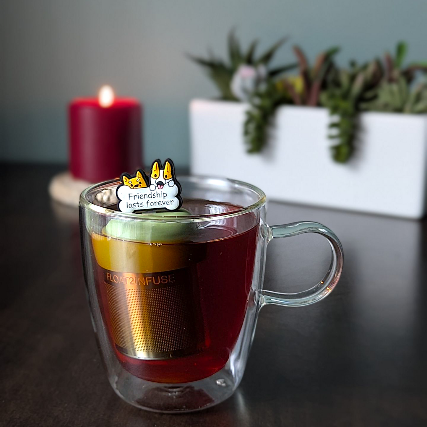 Floating Best Dog Friends Tea Infuser - Cute Animal Tea Infuser for Loose Leaf Tea