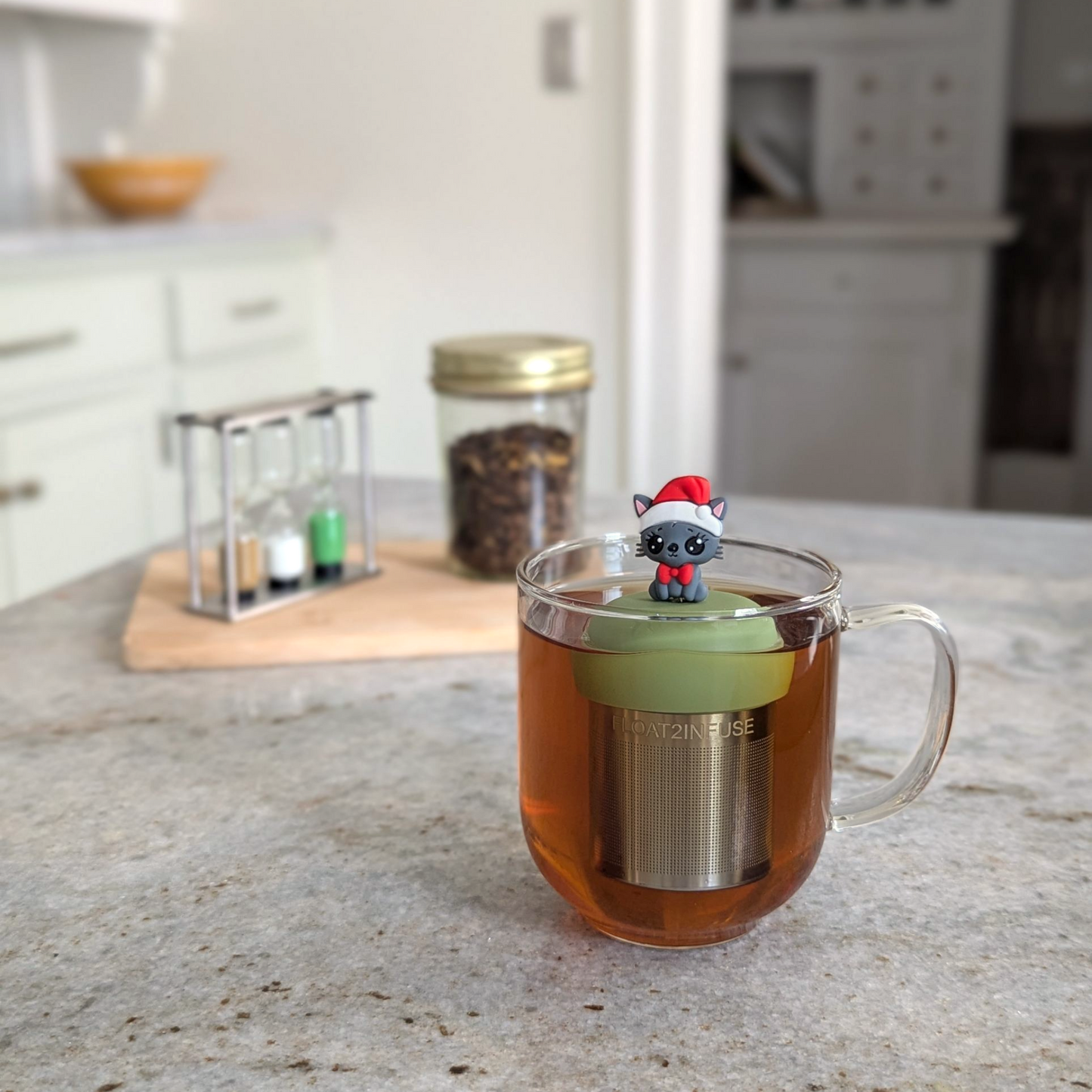 Floating Christmas Cat Tea Infuser - Cute Animal Tea Infuser for Loose Leaf Tea