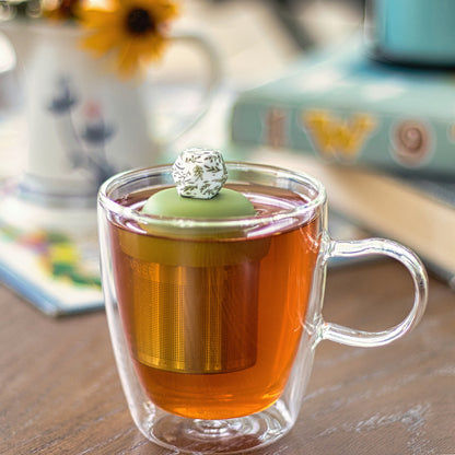 Floating Green Herb Hexagon Tea Infuser - Cute Tea Infuser for Loose Leaf Tea
