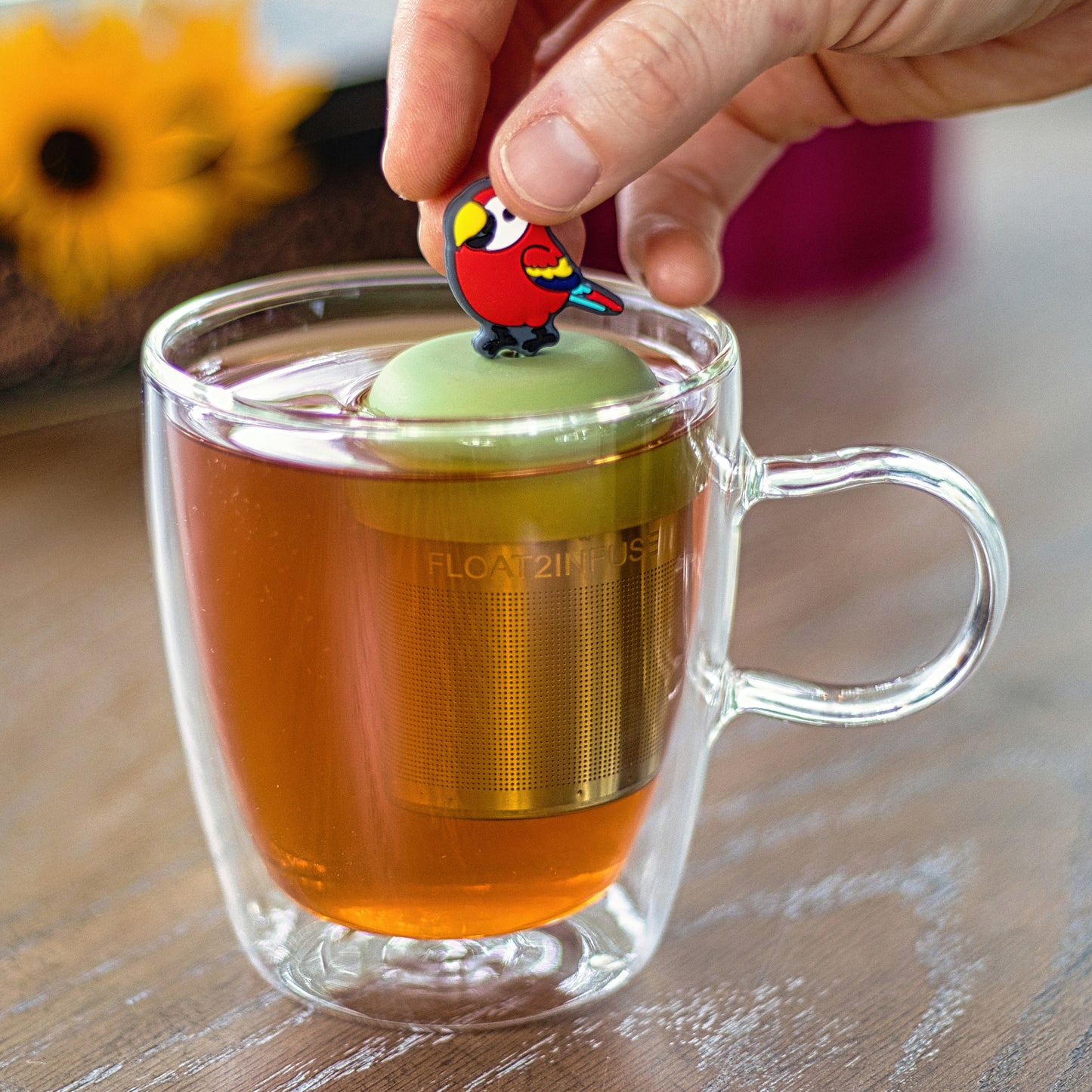Floating Red Parrot Tea Infuser - Cute Animal Tea Infuser for Loose Leaf Tea
