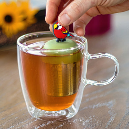 Floating Red Parrot Tea Infuser - Cute Animal Tea Infuser for Loose Leaf Tea